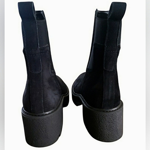 Sporty Black Grunge Goth Punk Chunky Biker Lugsole Leather Suede Ankle Boot - Picture 5 of 8